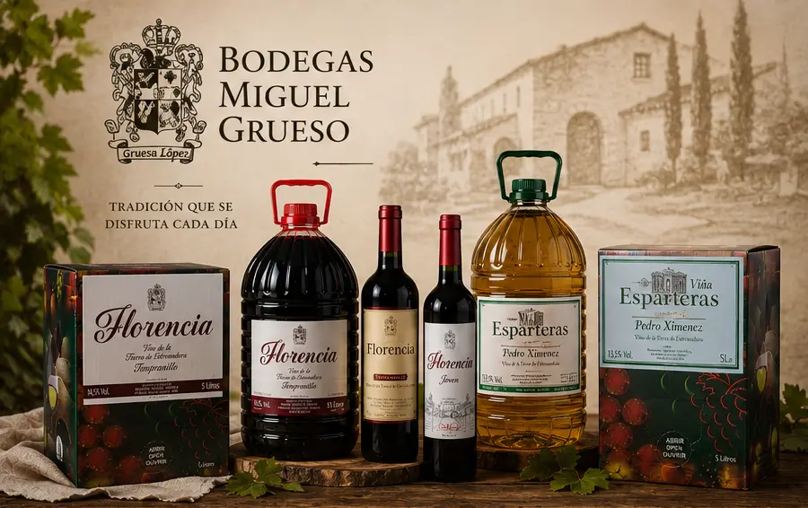 Botella de vino tinto extremeño elaborado con uvas de viñedos propios en Badajoz. Mejores vinos tintos de Extremadura de bodega familiar, jóvenes y afrutados. Comprar vino tinto de Extremadura online con envío gratis a toda España.
